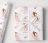 Personalised birthday wrapping paper with pink fairy design, custom name and age, pink stars, soft watercolour details and pretty birthday wording.