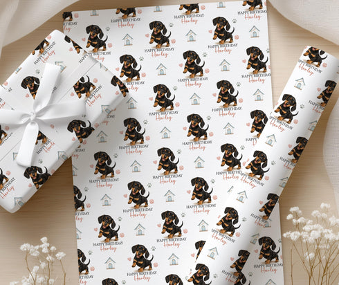 Personalised Dachshund Wrapping Paper | Birthday Gift Wrap, Custom