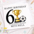 Personalised football birthday card with trophy and ball design, custom age and name birthday card for boys, grandson son nephew brother