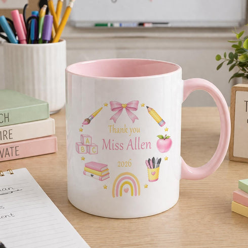 Personalised Teacher Mug – Custom Name Mug – End of Term Gift 2026 - Plain White