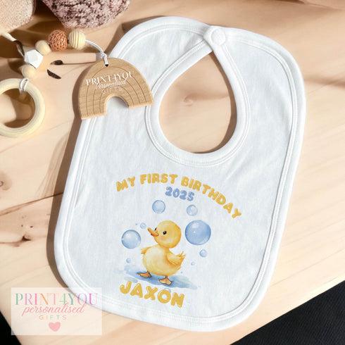 Personalised Baby Duck First Birthday Outfit T-Shirt Sleepsuit Vest Set