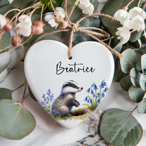 Personalised Badger Gifts – Badger in Lavendar Mug, Cushion, Coaster, Tote Bag, Gift Box & More