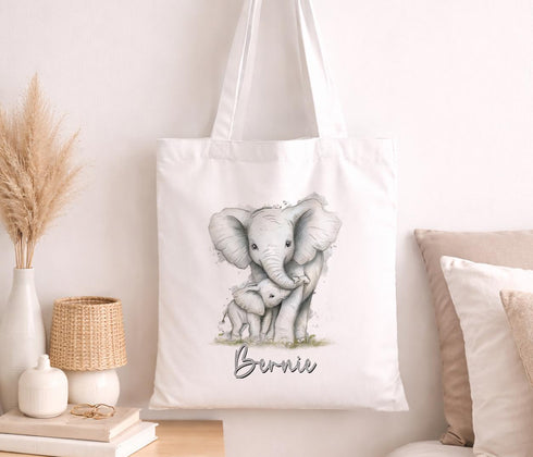 Personalised Elephant Tote Bag – Eco Friendly Tote With Long Shoulder Straps