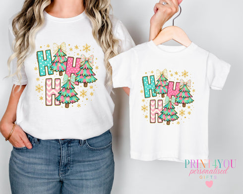 Matching Mummy and Me Christmas T-Shirts Personalised Family Xmas Tops