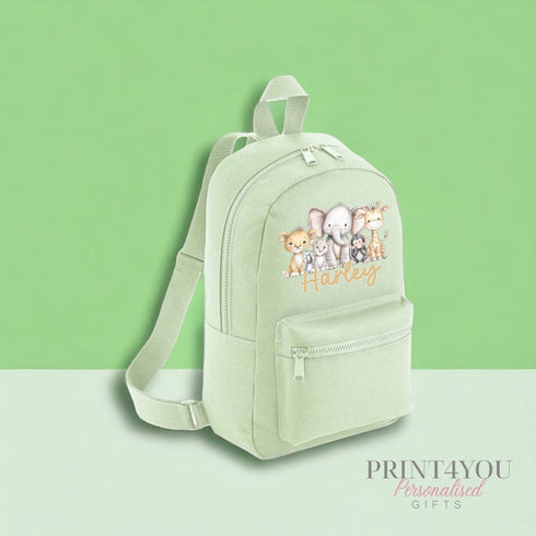 Personalised Safari Animal Kids Backpack | Custom Name Rucksack | Jungle Nursery Bag | Baby Toddler School Gift