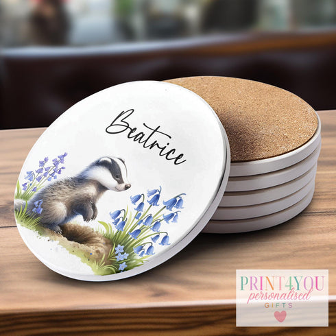 Personalised Badger Gifts – Badger in Lavendar Mug, Cushion, Coaster, Tote Bag, Gift Box & More