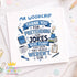 Funny teacher thank you card personalised with name, blue school themed design with pencil books apple mug, end of term thank you card for male teacher sir