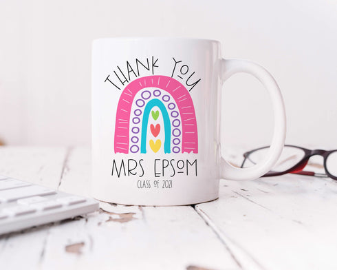 Thank You Teacher Mug – Personalised Ceramic Coffee Cup – End Of Term Gift