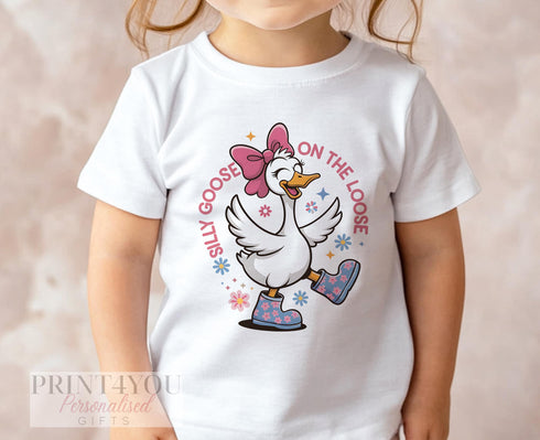 Silly Goose Matching T-Shirt: Mum & Child White Cotton Tee