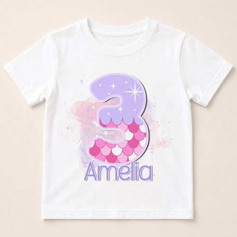 Children's clothing with the mermaid birthday t-shirt design