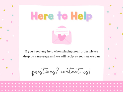 Here to help graphic inviting customers to message with order questions