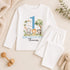 1st Birthday Pyjamas – Personalised Blue Safari Animal Baby Boy PJs UK - 6-12 months
