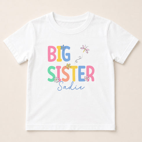 Children's clothing with the big sister t-shirt design