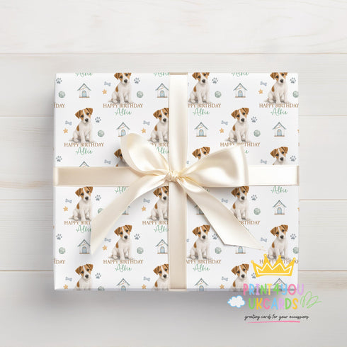 Personalised Jack Russell Wrapping Paper, Custom Birthday Dog Gift