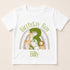 A white t-shirt with a graphic design featuring a giraffe, lion, and elephant, along with the text "Birthday Boy Billy" and a number 3.