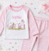 Personalised Bunny Pyjamas – Girls Birthday PJs – Pink Striped Cotton Sleepwear