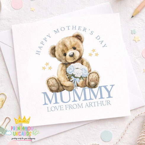 Square greeting card showing the mothers day card design