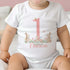 Personalised Bunny Rabbit First Birthday T-shirt, Sleepsuit, Vest or Bib, Blue Text