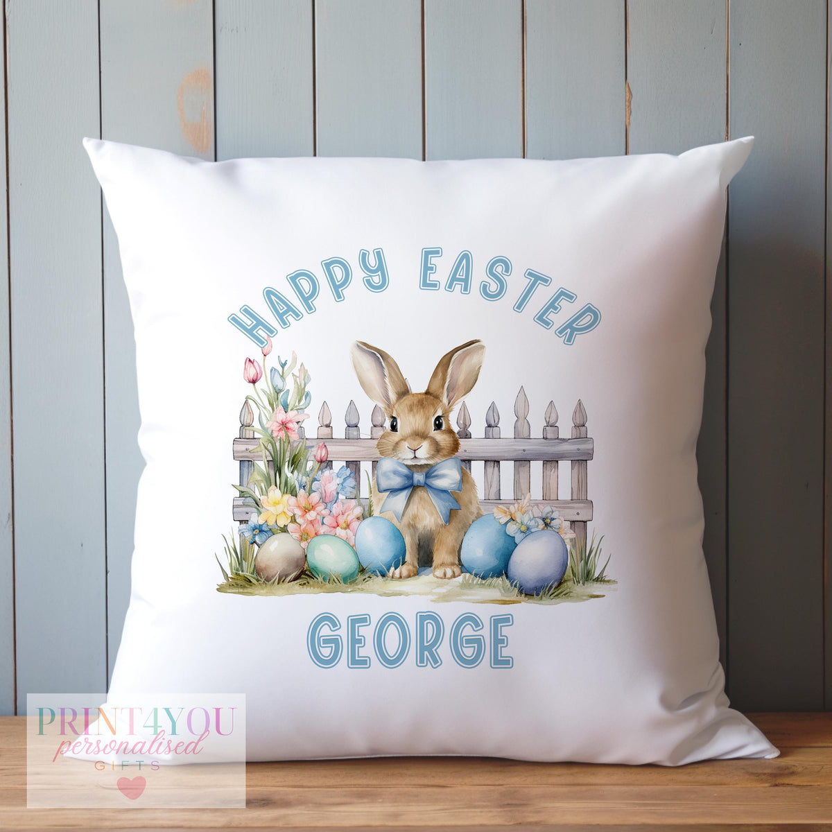 Personalised bunny cushion cover with custom name, cushion cover only