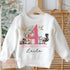 Personalised Birthday Girl Jumper or T-Shirt – Custom Age & Name – Soft White – DTG Printed – Animal Design – Sizes 6m to 10yrs