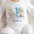 Personalised Baby Birthday Outfit | Jungle Animal Baby Wear - Custom Safari T-Shirt & Sleepsuit