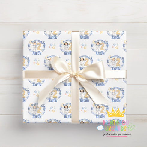 Personalised Space Wrapping Paper - Custom Name & Age Galaxy Birthday Gift Wrap