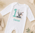 Personalised first birthday vest with elephant design and custom name print