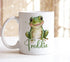 Light green trim mug children's personalised mug (full size), Green Frog