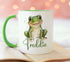 Light green trim mug children's personalised mug (full size), Green Frog