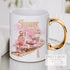 Pink Christmas Train, Gold Handled Mug, Express Train, Pink and Gold