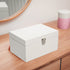 19cm Deluxe White Painted Jewellery Box with Mirror