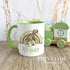 Light green trim mug children's personalised mug (full size), Dinosaur Rainbow
