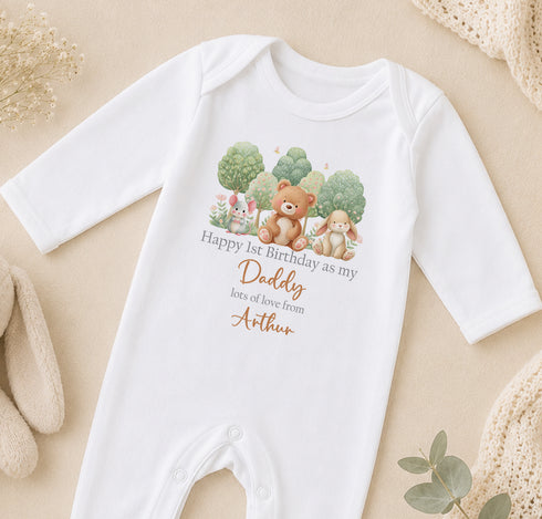 Personalised First Birthday Outfit - Woodland Deer Design | Gift From Baby to Mummy or Daddy