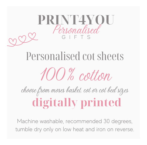 Personalised Cotton Cot Sheet, 100% Cotton, Cot or Cot Bed, Nursery décor, Babies Bedding, Safari Animals