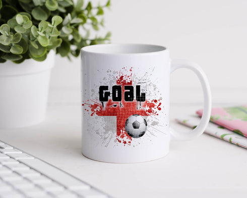 England Football Goal White Mug - can be personalised