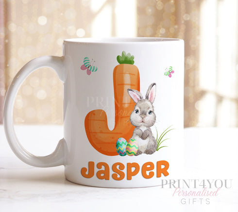 Easter Bunny Carrot Alphabet Gift Mug | Easter Gift for Children | Personalised Present