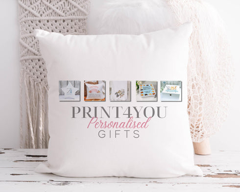 Ballerina with Pink Rainbow, New Born Baby Gift, Personalised Children's Cushion Pillow Gift, Brunette Hair