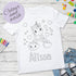 Personalised Unicorn ND3 Colour In activity Kids T-shirt - with washable pens