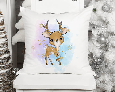 Gold Stars Christmas Deer personalised Name | Gift for Girls | Pillow Gift