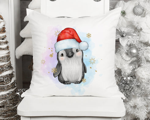 Gold Stars Christmas Penguin personalised Name | Gift for Girls | Pillow Gift