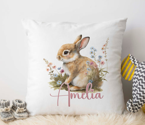 Bunny Rabbit Gift Cushion | Personalised Name Cushion | Gift for Girls | Easter Pillow Gift