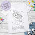 Personalised Unicorn Birthday Colour In activity Kids T-shirt - with washable pens
