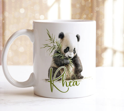 Panda Bear and Name, Gift for Her, Personalised Gift Mug