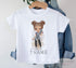 Children's White Cotton Personalised T-shirt - Fashion Girl Variations with Phone and handbag