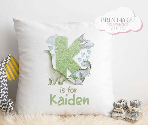 Dinosaur Children's Alphabet Cushion | Dinosaur Pillow | Personalised Children's Pillow Gift