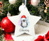 Personalised Christmas Decoration star white acrylic - Penguin and name