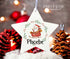 Personalised Christmas Decoration star white acrylic - Santa Sleigh and name