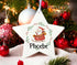 Personalised Christmas Decoration star white acrylic - Santa Sleigh and name