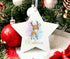 Personalised Christmas Decoration star white acrylic - Reindeer and name