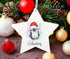 Personalised Christmas Decoration star white acrylic - Penguin and name